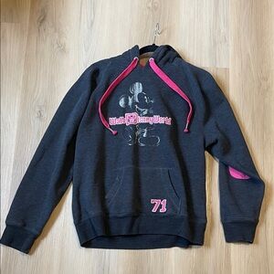 Disney Parks Pullover Hoodie - Dark Grey/Blue with Pink Trim